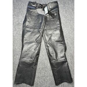 Diamond Plate Buffalo Leather Chaps Mens Small Black‎ Motorcycle Riding Pants